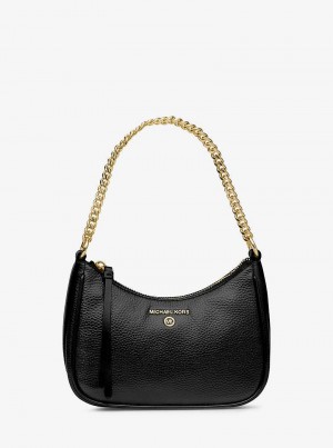 Michael Kors Jet Set Charm Small Pebbled Leather Czarne | SN-MK26983