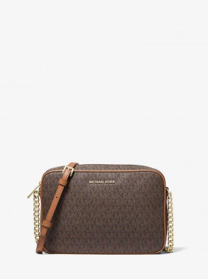 Michael Kors Jet Set Large Logo Brązowe | SN-MK27155