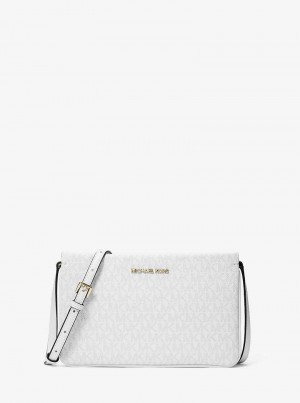 Michael Kors Jet Set Large Signature Logo Białe | SN-MK27118