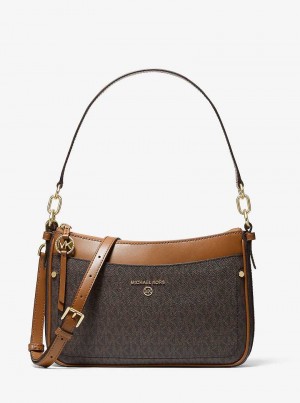 Michael Kors Jet Set Medium Logo Brązowe | SN-MK27024