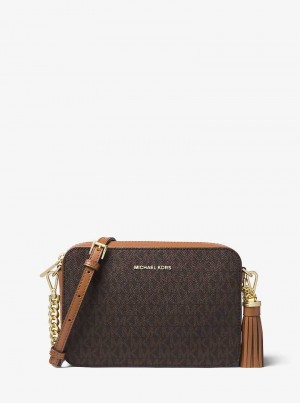 Michael Kors Jet Set Medium Logo Brązowe | SN-MK27160