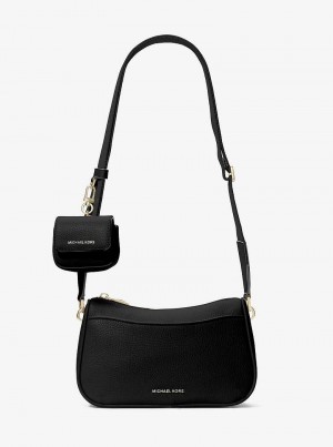 Michael Kors Jet Set Medium Pebbled Leather Czarne | SN-MK27138