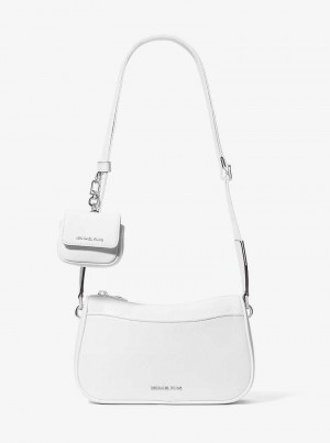 Michael Kors Jet Set Medium Pebbled Leather Białe | SN-MK27140