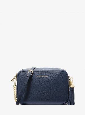 Michael Kors Jet Set Medium Pebbled Leather Granatowe | SN-MK27158