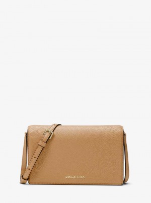 Michael Kors Jet Set Medium Pebbled Leather Front-Flap Brązowe | SN-MK27178
