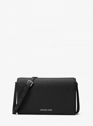 Michael Kors Jet Set Medium Pebbled Leather Czarne | SN-MK27191