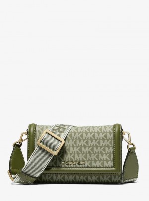 Michael Kors Jet Set Small Logo Print Woven Oliwkowe | SN-MK27207