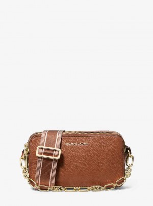 Michael Kors Jet Set Small Pebbled Leather Double Zip Brązowe | SN-MK27209