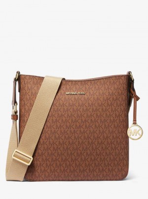 Michael Kors Jet Set Travel Large Signature Logo Brązowe | SN-MK27204