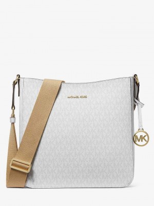 Michael Kors Jet Set Travel Large Signature Logo Białe | SN-MK27205