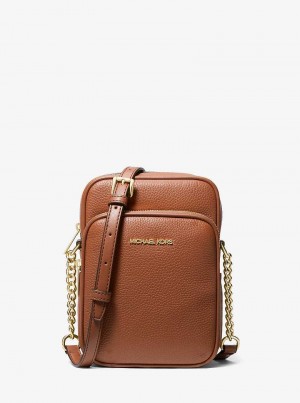 Michael Kors Jet Set Travel Medium Pebbled Leather Brązowe | SN-MK27258