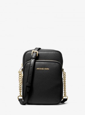 Michael Kors Jet Set Travel Medium Pebbled Leather Czarne | SN-MK27260