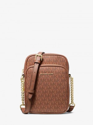 Michael Kors Jet Set Travel Medium Signature Logo Brązowe | SN-MK27235
