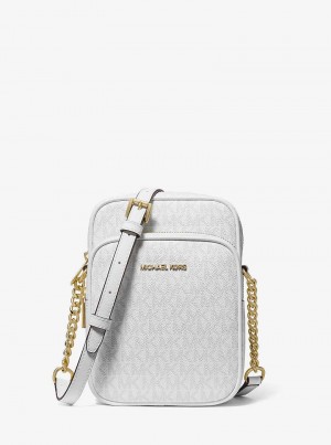 Michael Kors Jet Set Travel Medium Signature Logo Białe | SN-MK27236