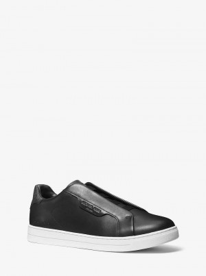 Michael Kors Keating Leather Slip-On Czarne | SN-MK28231