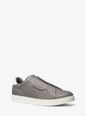 Michael Kors Keating Two-Tone Leather Slip-On Szare | SN-MK28204