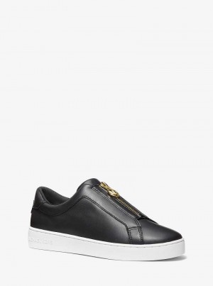 Michael Kors Keaton Leather Zip-Up Czarne | SN-MK27427
