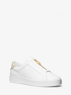 Michael Kors Keaton Leather Zip-Up Złote | SN-MK27408