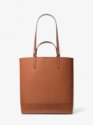 Michael Kors Kelli Large Two-Tone Pebbled Leather Brązowe | SN-MK26845