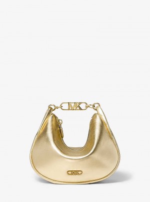 Michael Kors Kendall Small Metallic Leather Złote | SN-MK27100