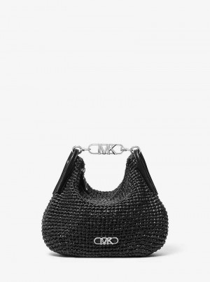 Michael Kors Kendall Small Straw Czarne Czarne | SN-MK27101