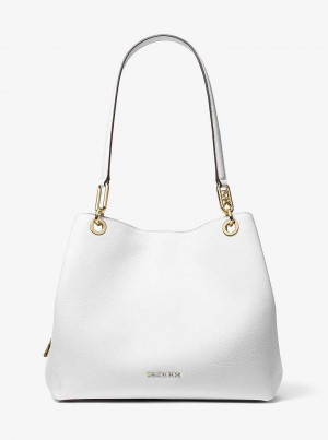 Michael Kors Kensington Large Pebbled Leather Białe | SN-MK27020