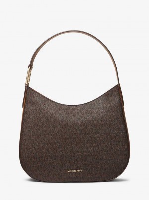 Michael Kors Kensington Large Signature Logo Brązowe | SN-MK27037