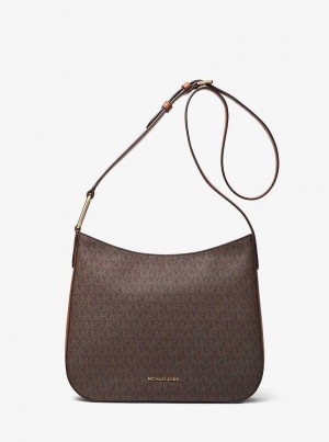Michael Kors Kensington Large Signature Logo Brązowe | SN-MK27216