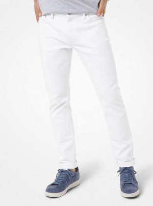 Michael Kors Kent Skinny-Fit Stretch Cotton Białe | SN-MK28026