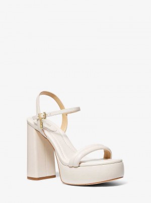 Michael Kors Laci Leather Platform Kremowe | SN-MK27549