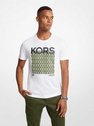 Michael Kors Lattice Logo Cotton Białe | SN-MK28006