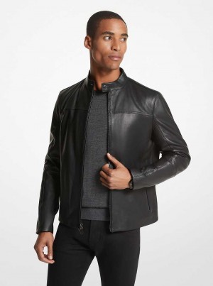 Michael Kors Leather Racer Czarne | SN-MK28090