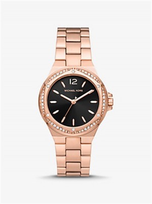 Michael Kors Lennox Pavé Rose Gold-Tone Watch Różowe Złote | SN-MK28439