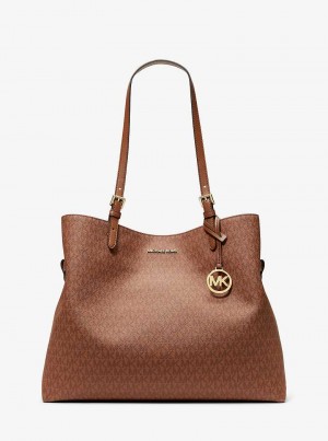 Michael Kors Lenox Large Signature Logo Brązowe | SN-MK26911