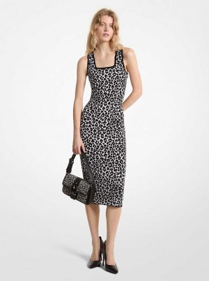 Michael Kors Leopard Jacquard Knit Szare | SN-MK26650