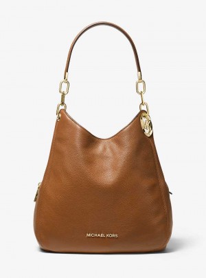 Michael Kors Lillie Large Pebbled Leather Brązowe | SN-MK27096