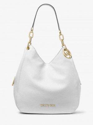 Michael Kors Lillie Large Pebbled Leather Białe | SN-MK27097