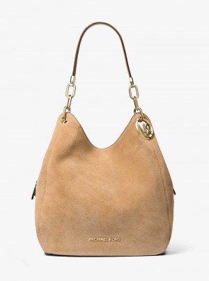 Michael Kors Lillie Large Suede Brązowe | SN-MK27085