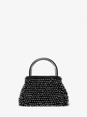 Michael Kors Limited-Edition Rosie Extra-Small Embellished Suede Czarne | SN-MK27059