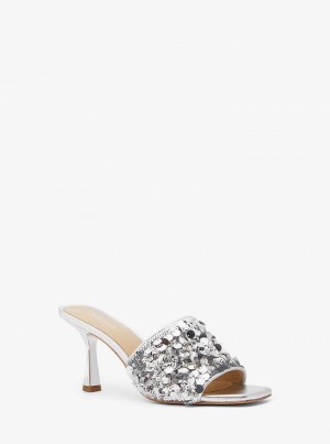 Michael Kors Limited-Edition Tessa Hand-Embellished Srebrne | SN-MK27507