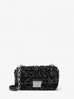Michael Kors Limited-Edition Tribeca Small Hand-Embellished Czarne | SN-MK27055