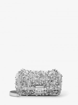 Michael Kors Limited-Edition Tribeca Small Hand-Embellished Srebrne | SN-MK27090