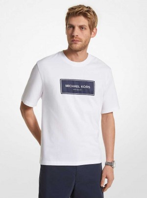 Michael Kors Logo Cotton Oversized Białe | SN-MK27943