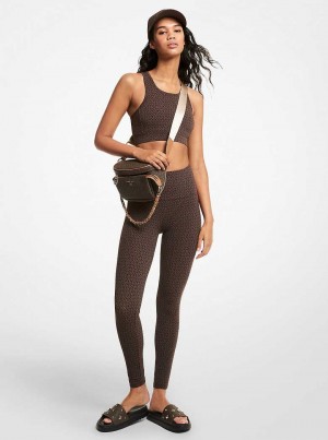 Michael Kors Logo Stretch Nylon Czekolada | SN-MK26570