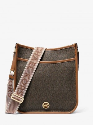 Michael Kors Luisa Large Signature Logo Brązowe | SN-MK27225