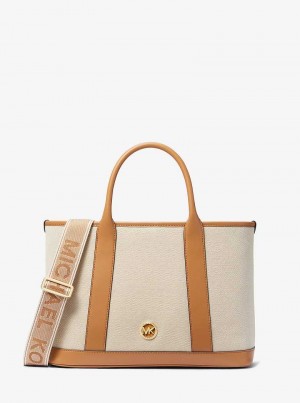 Michael Kors Luisa Medium Cotton Canvas Brązowe | SN-MK27351