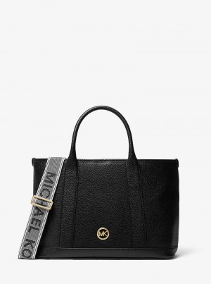 Michael Kors Luisa Medium Pebbled Leather Czarne | SN-MK27346