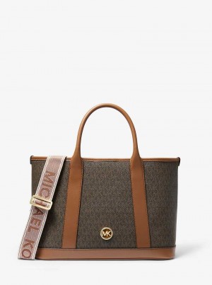 Michael Kors Luisa Medium Signature Logo Brązowe | SN-MK27345