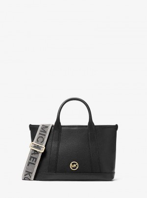 Michael Kors Luisa Small Pebbled Leather Czarne | SN-MK27340
