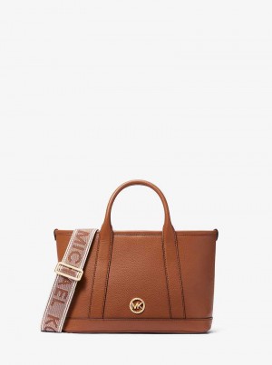 Michael Kors Luisa Small Pebbled Leather Brązowe | SN-MK27341